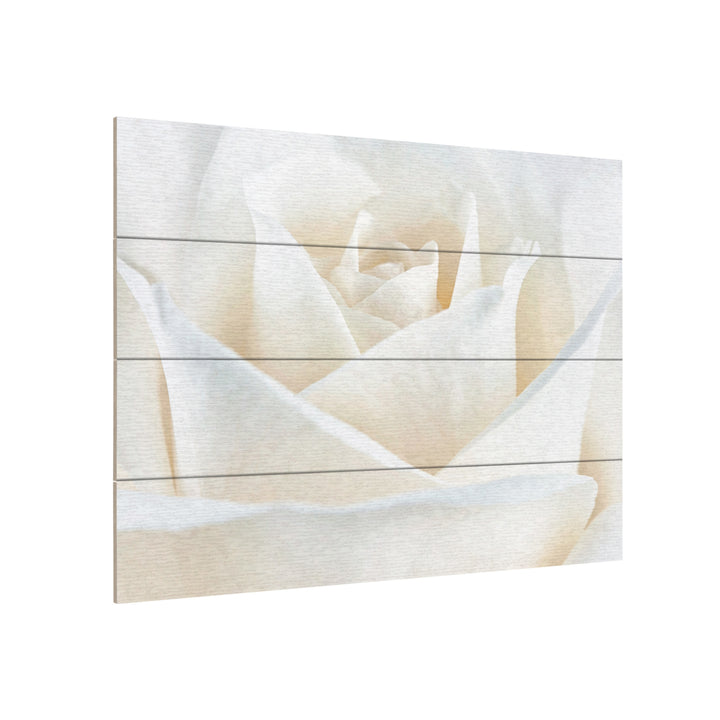 Wall Art 12 x 16 Inches Titled Pure White Rose Ready to Hang Printed on Wooden Planks Image 3