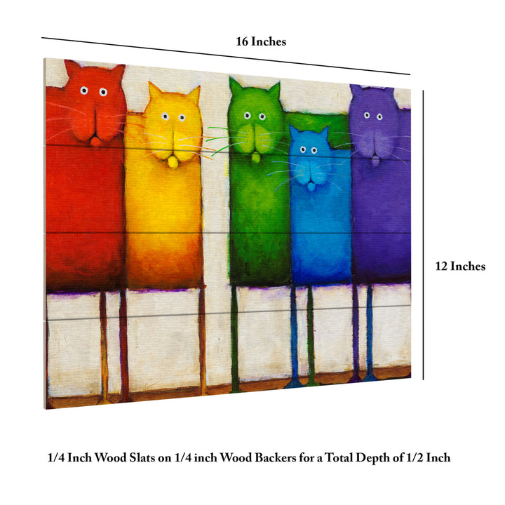 Wall Art 12 x 16 Inches Titled Rainbow Cats Ready to Hang Printed on Wooden Planks Image 6