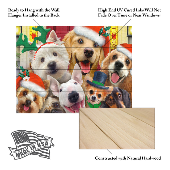 Wall Art 12 x 16 Inches Titled Christmas Dogs Ready to Hang Printed on Wooden Planks Image 5