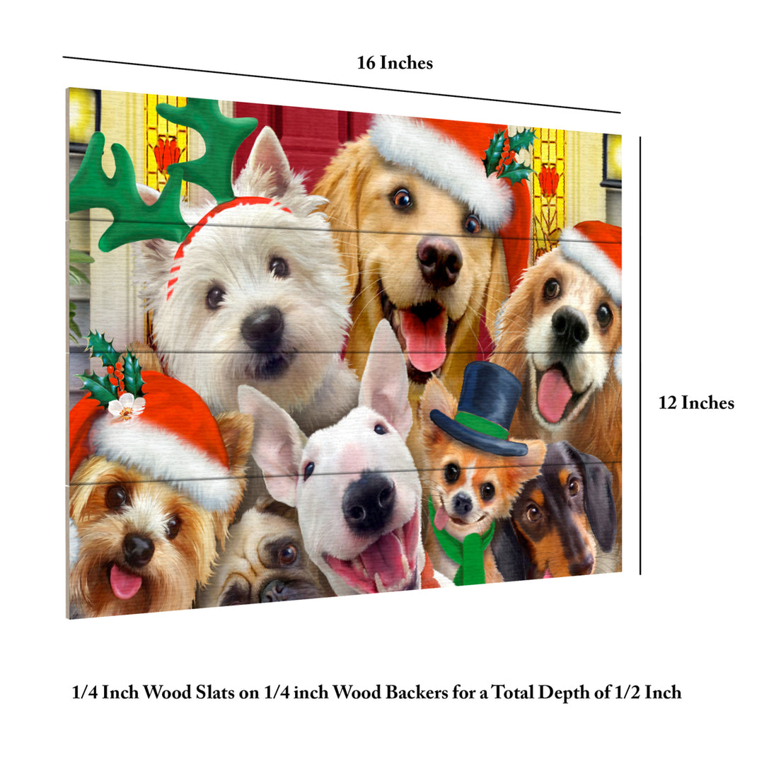 Wall Art 12 x 16 Inches Titled Christmas Dogs Ready to Hang Printed on Wooden Planks Image 6