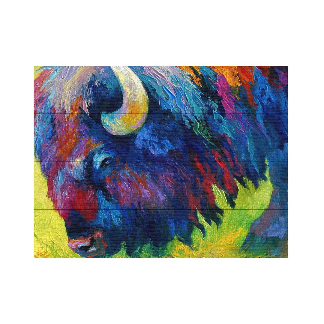 Wall Art 12 x 16 Inches Titled Bison Portrait II Ready to Hang Printed on Wooden Planks Image 2