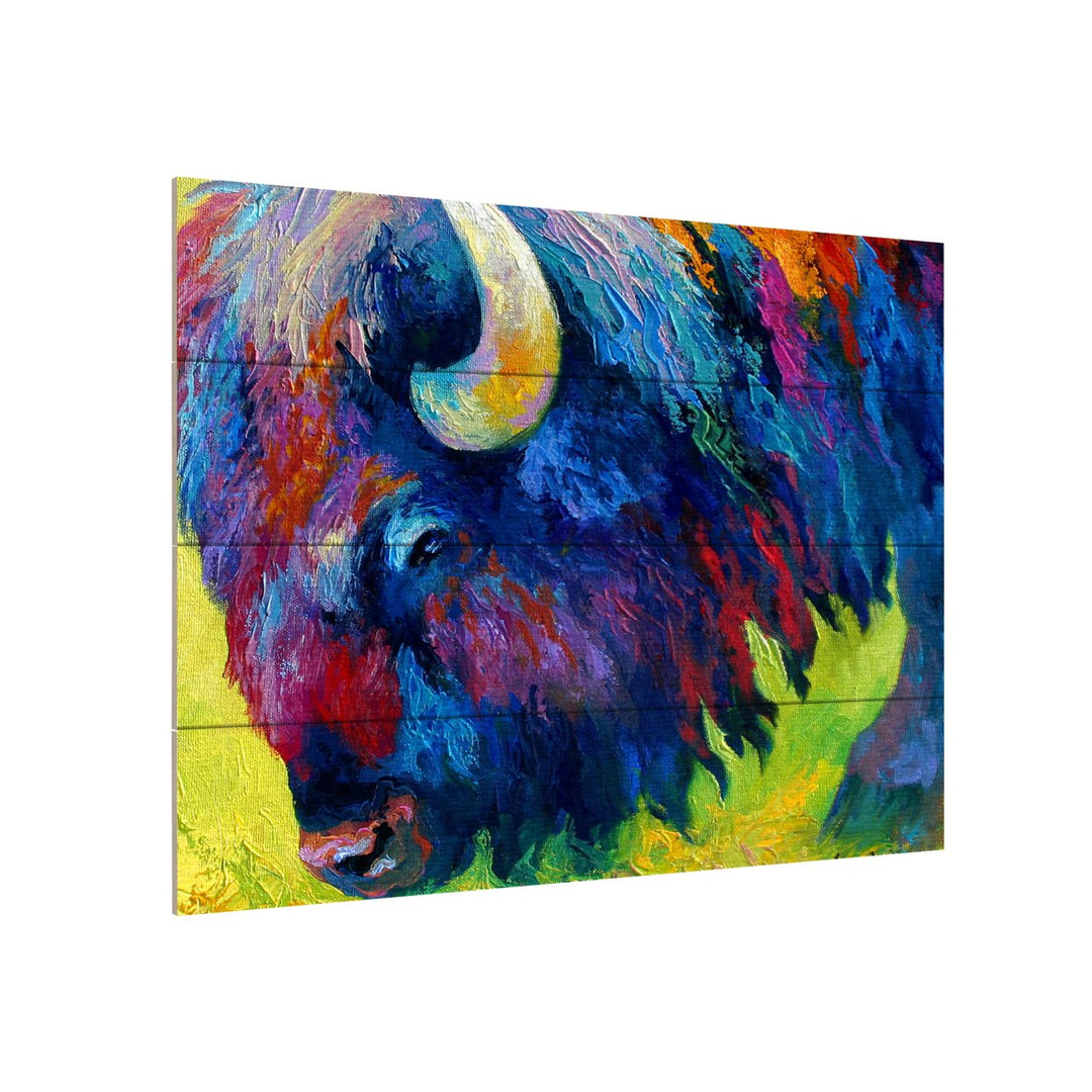 Wall Art 12 x 16 Inches Titled Bison Portrait II Ready to Hang Printed on Wooden Planks Image 3