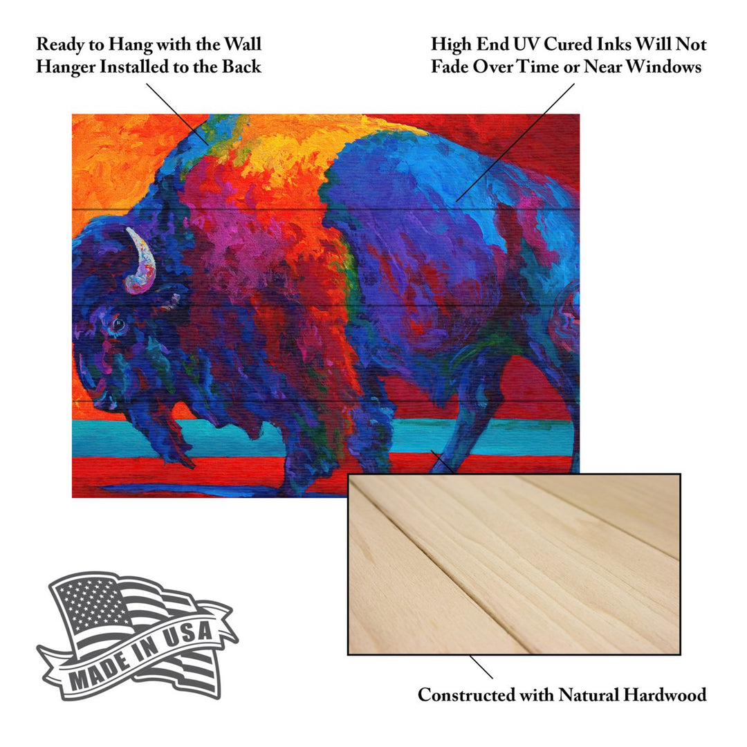 Wall Art 12 x 16 Inches Titled Abstract Bison Ready to Hang Printed on Wooden Planks Image 5