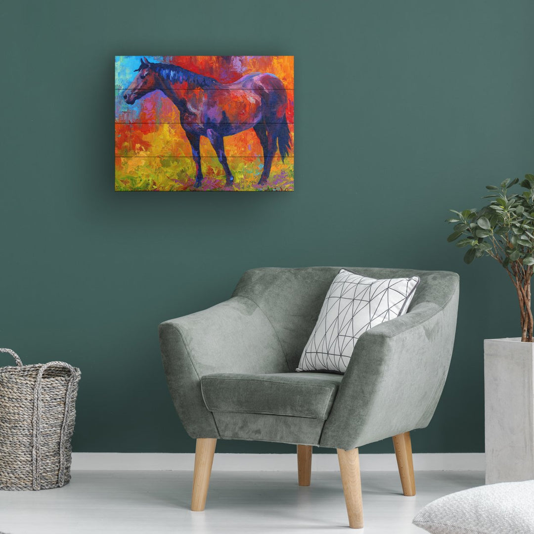 Wall Art 12 x 16 Inches Titled Bay Mare I Ready to Hang Printed on Wooden Planks Image 1