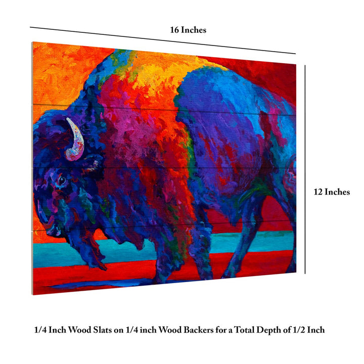 Wall Art 12 x 16 Inches Titled Abstract Bison Ready to Hang Printed on Wooden Planks Image 6