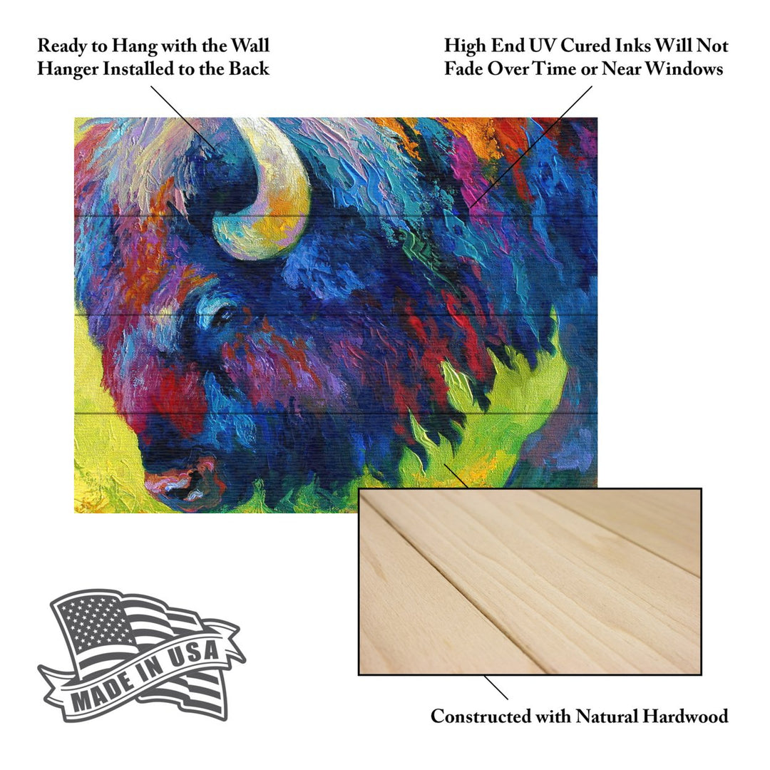 Wall Art 12 x 16 Inches Titled Bison Portrait II Ready to Hang Printed on Wooden Planks Image 5