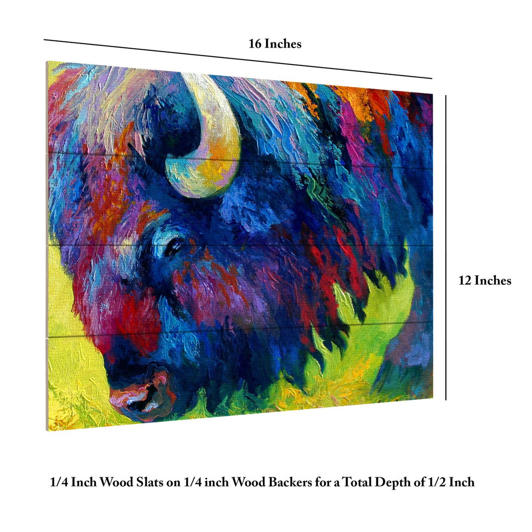 Wall Art 12 x 16 Inches Titled Bison Portrait II Ready to Hang Printed on Wooden Planks Image 6