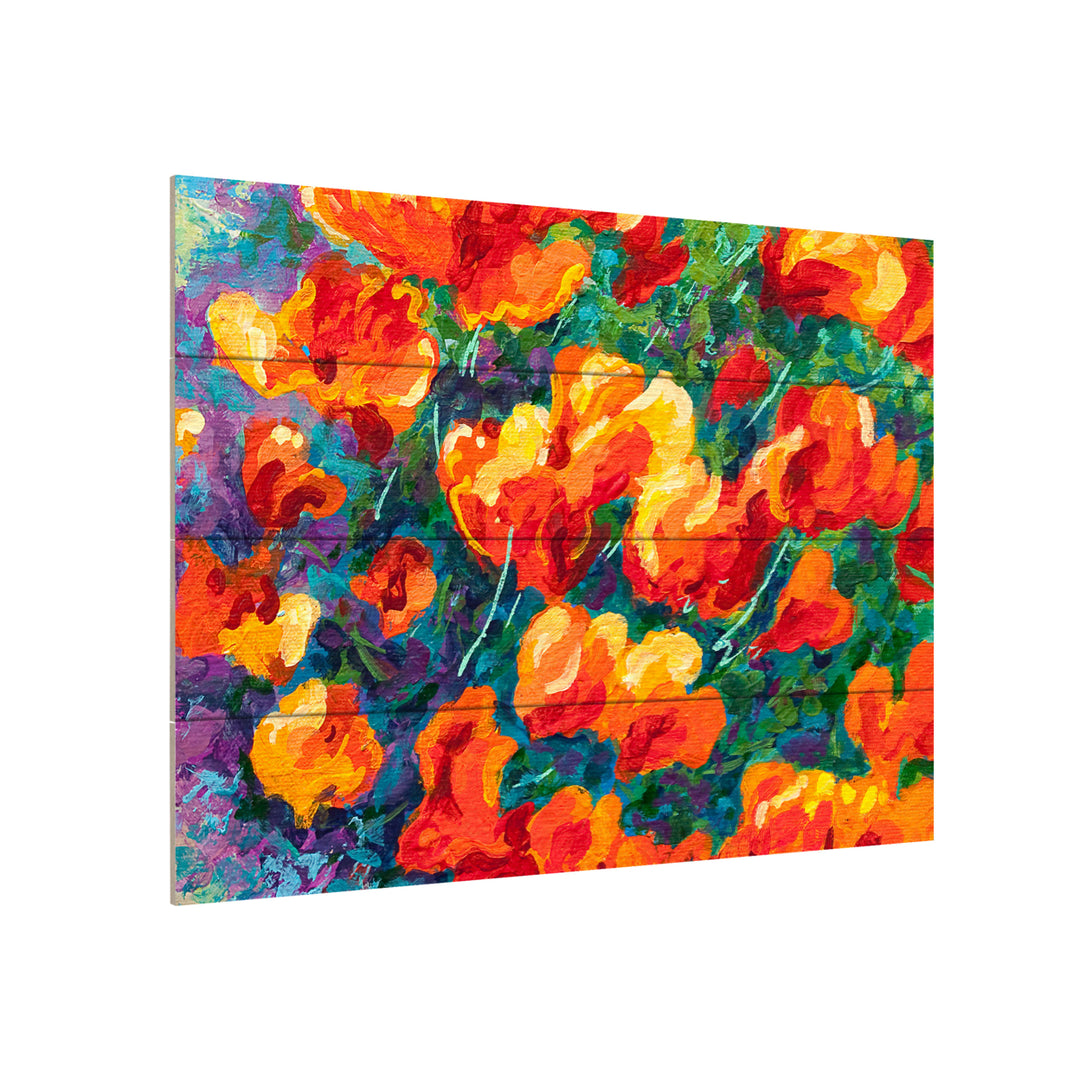 Wall Art 12 x 16 Inches Titled Cal Poppies Ready to Hang Printed on Wooden Planks Image 3