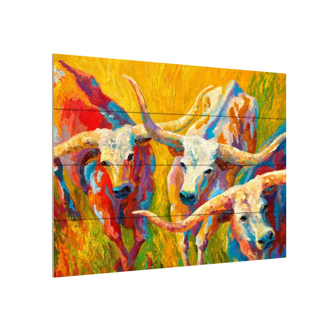 Wall Art 12 x 16 Inches Titled Dance of the Longhorns Ready to Hang Printed on Wooden Planks Image 3