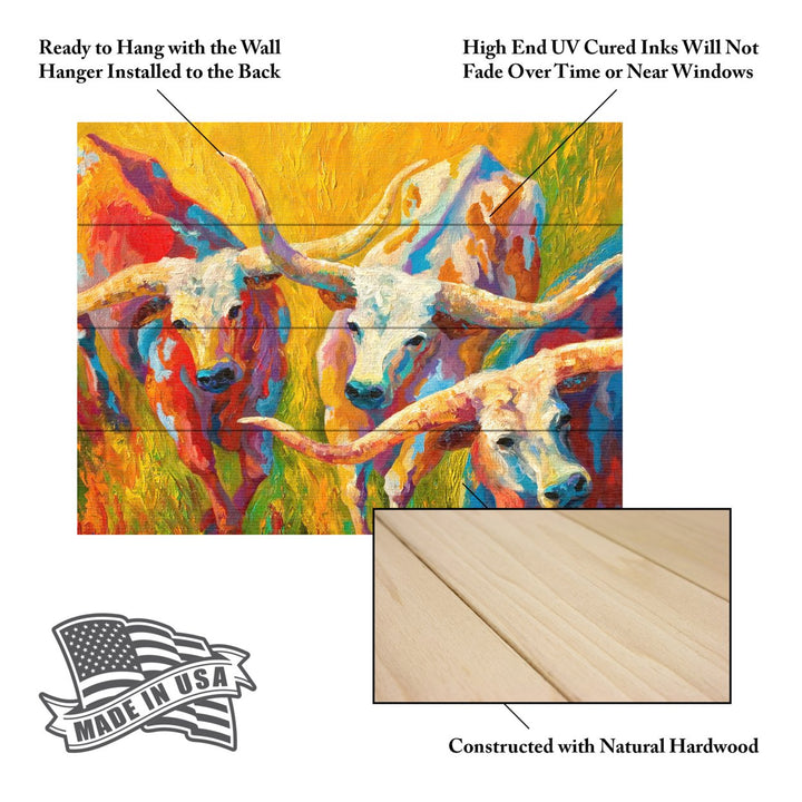 Wall Art 12 x 16 Inches Titled Dance of the Longhorns Ready to Hang Printed on Wooden Planks Image 5