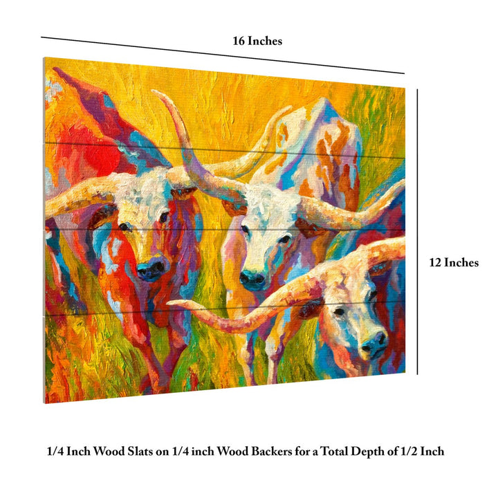 Wall Art 12 x 16 Inches Titled Dance of the Longhorns Ready to Hang Printed on Wooden Planks Image 6