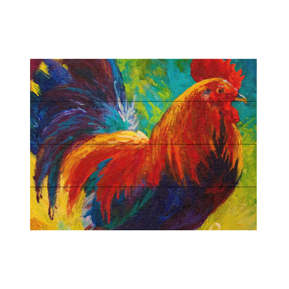 Wall Art 12 x 16 Inches Titled Hot Shot Rooster Ready to Hang Printed on Wooden Planks Image 2