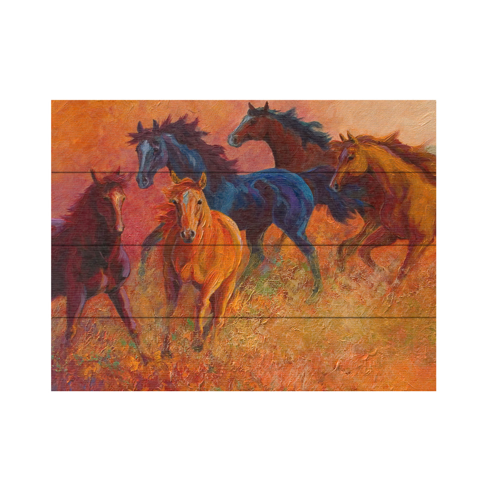 Wall Art 12 x 16 Inches Titled Free Range Horses Ready to Hang Printed on Wooden Planks Image 2