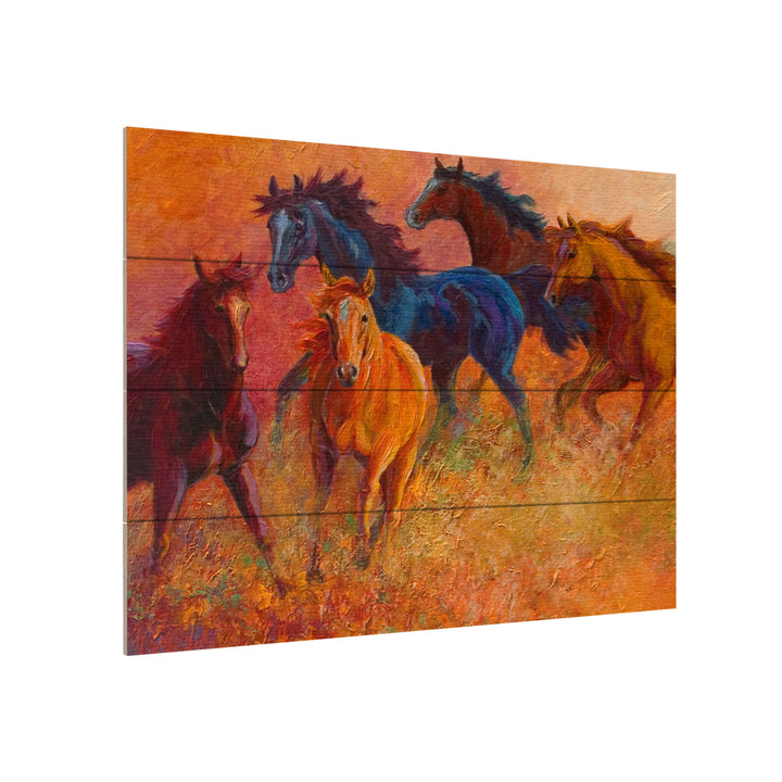 Wall Art 12 x 16 Inches Titled Free Range Horses Ready to Hang Printed on Wooden Planks Image 3