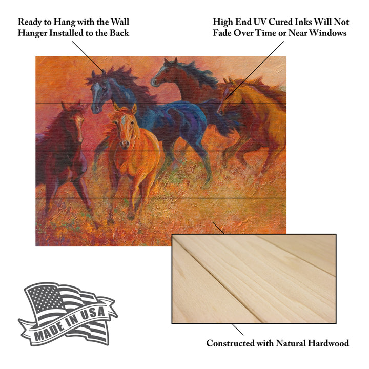 Wall Art 12 x 16 Inches Titled Free Range Horses Ready to Hang Printed on Wooden Planks Image 5