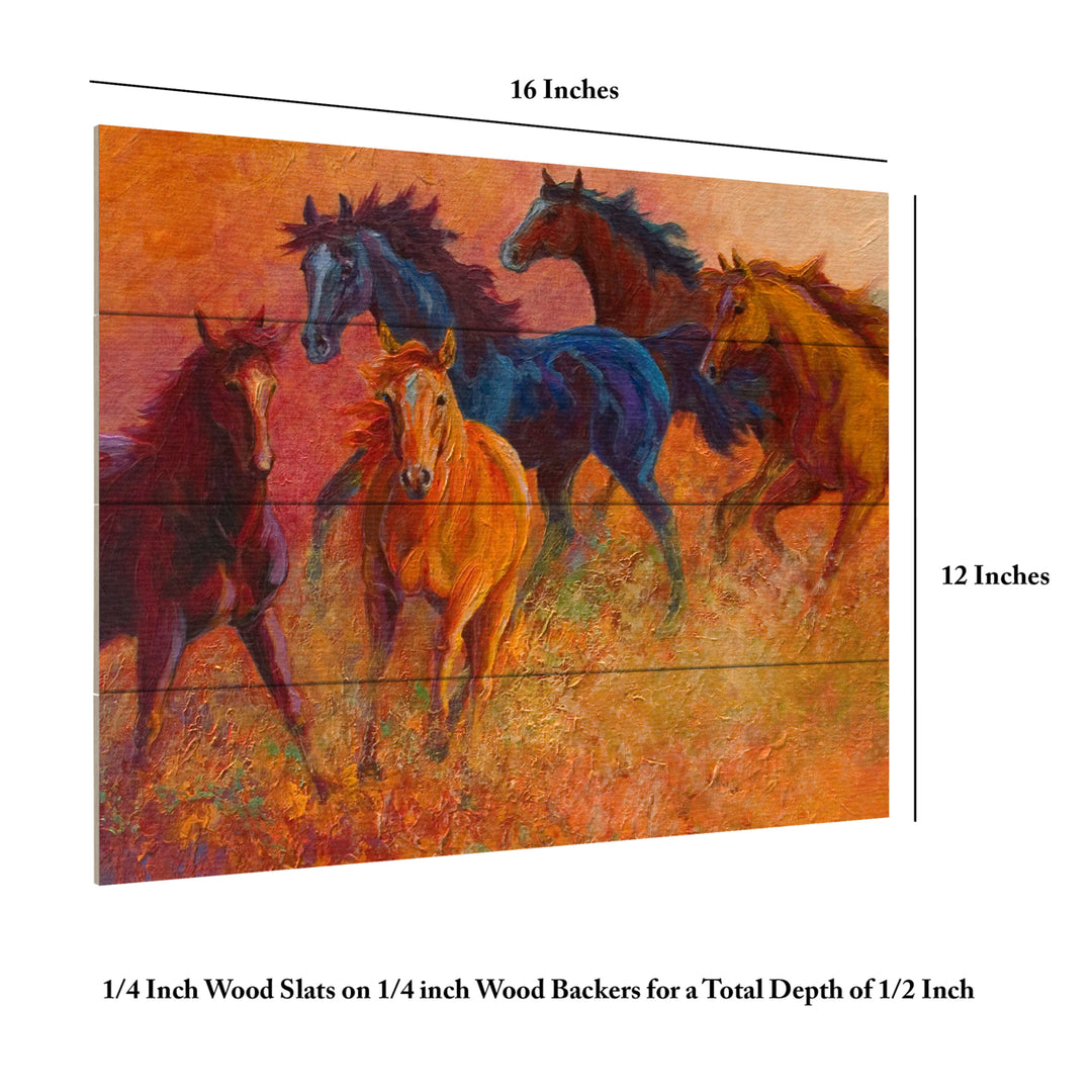 Wall Art 12 x 16 Inches Titled Free Range Horses Ready to Hang Printed on Wooden Planks Image 6