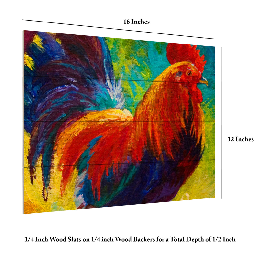 Wall Art 12 x 16 Inches Titled Hot Shot Rooster Ready to Hang Printed on Wooden Planks Image 6