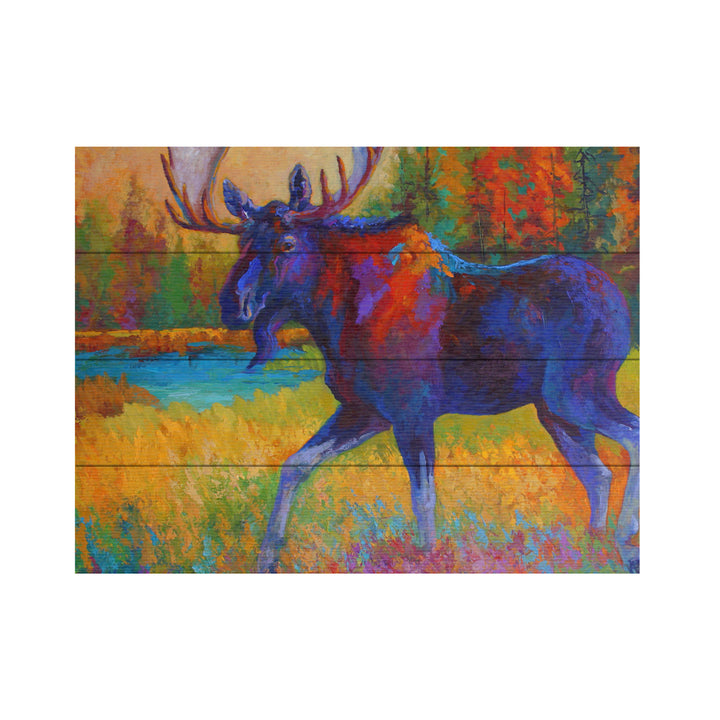 Wall Art 12 x 16 Inches Titled Majestic Moose Ready to Hang Printed on Wooden Planks Image 2