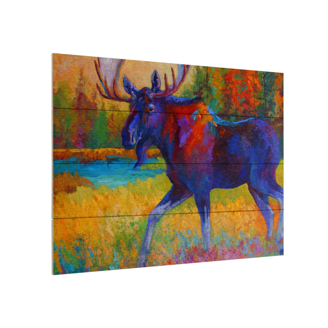 Wall Art 12 x 16 Inches Titled Majestic Moose Ready to Hang Printed on Wooden Planks Image 3