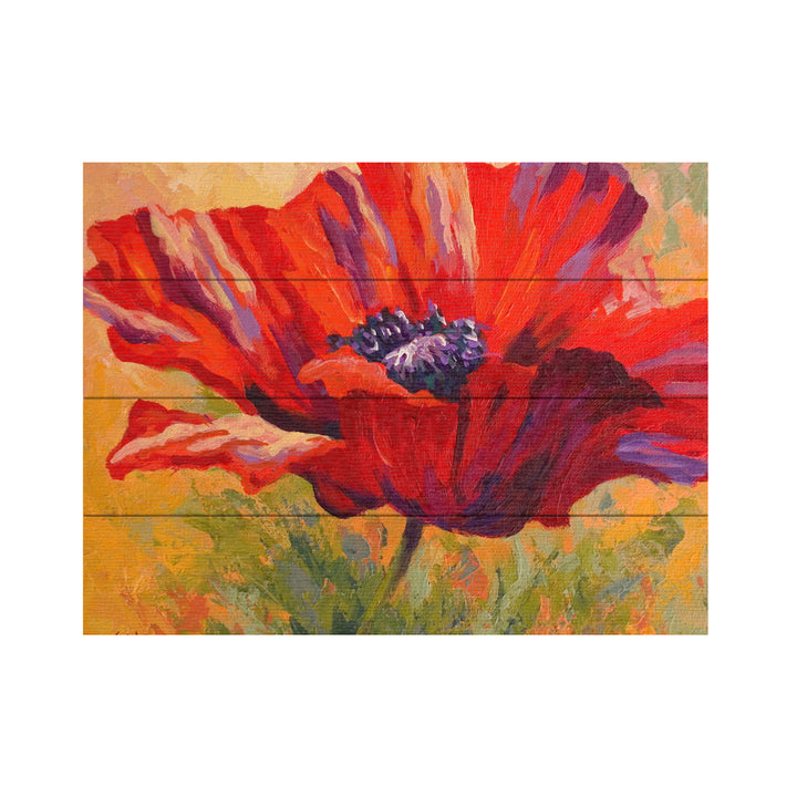 Wall Art 12 x 16 Inches Titled Red Poppy II Ready to Hang Printed on Wooden Planks Image 2