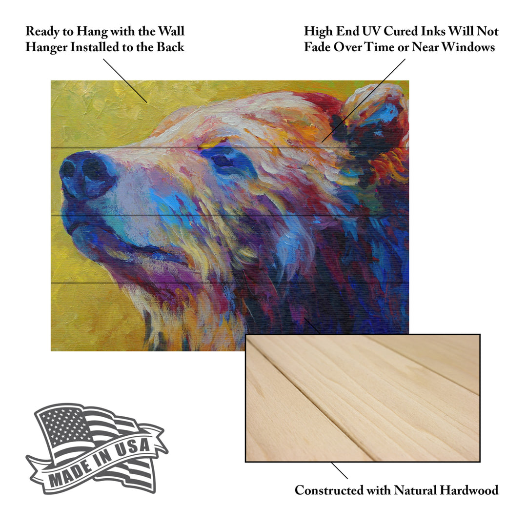 Wall Art 12 x 16 Inches Titled Pretty Boy Grizz Ready to Hang Printed on Wooden Planks Image 5