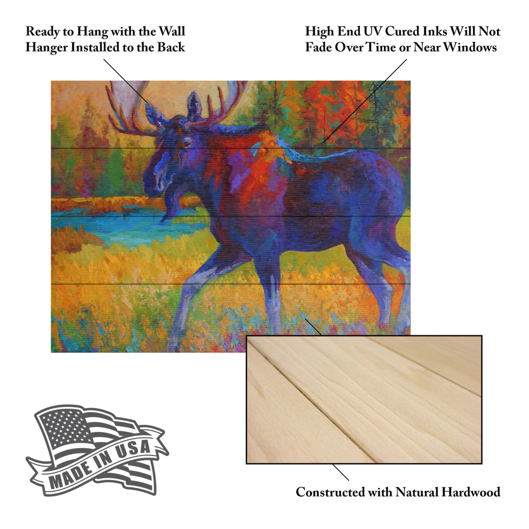 Wall Art 12 x 16 Inches Titled Majestic Moose Ready to Hang Printed on Wooden Planks Image 5