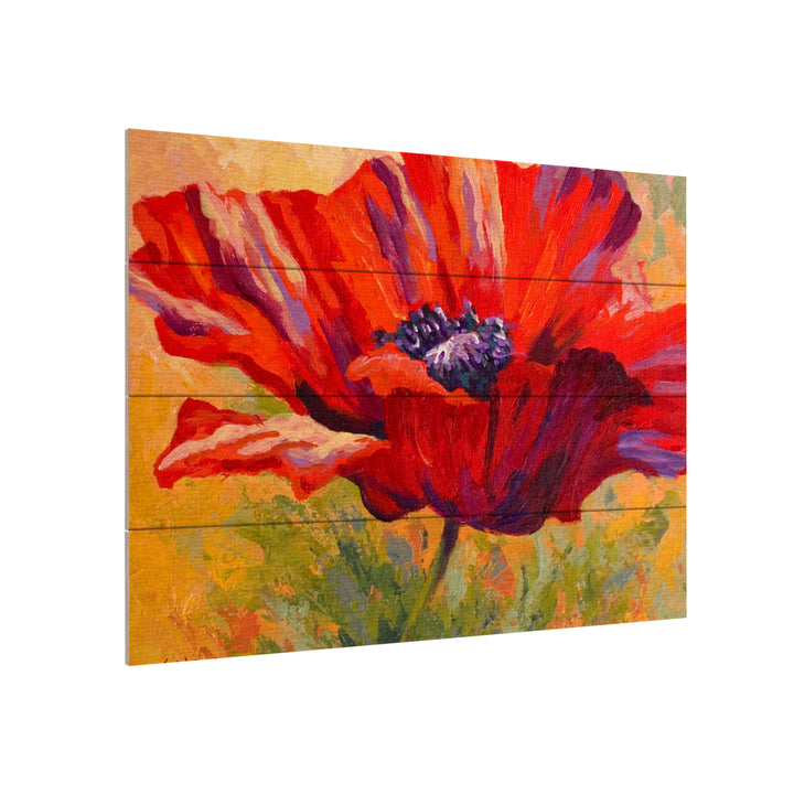 Wall Art 12 x 16 Inches Titled Red Poppy II Ready to Hang Printed on Wooden Planks Image 3