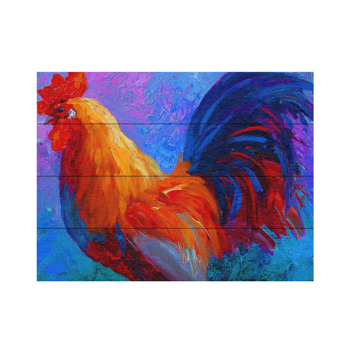 Wall Art 12 x 16 Inches Titled Rooster Bob 1 Ready to Hang Printed on Wooden Planks Image 2