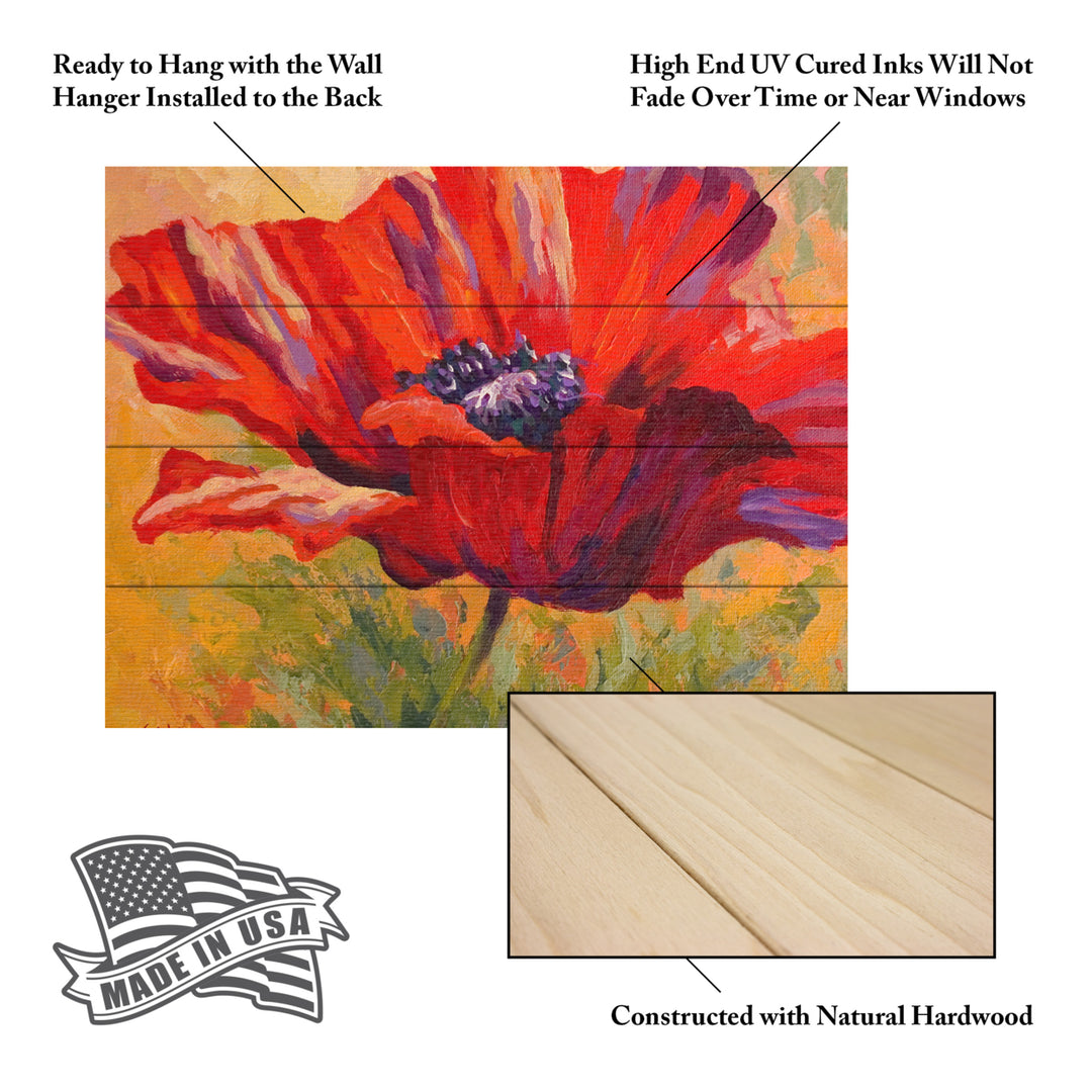 Wall Art 12 x 16 Inches Titled Red Poppy II Ready to Hang Printed on Wooden Planks Image 5