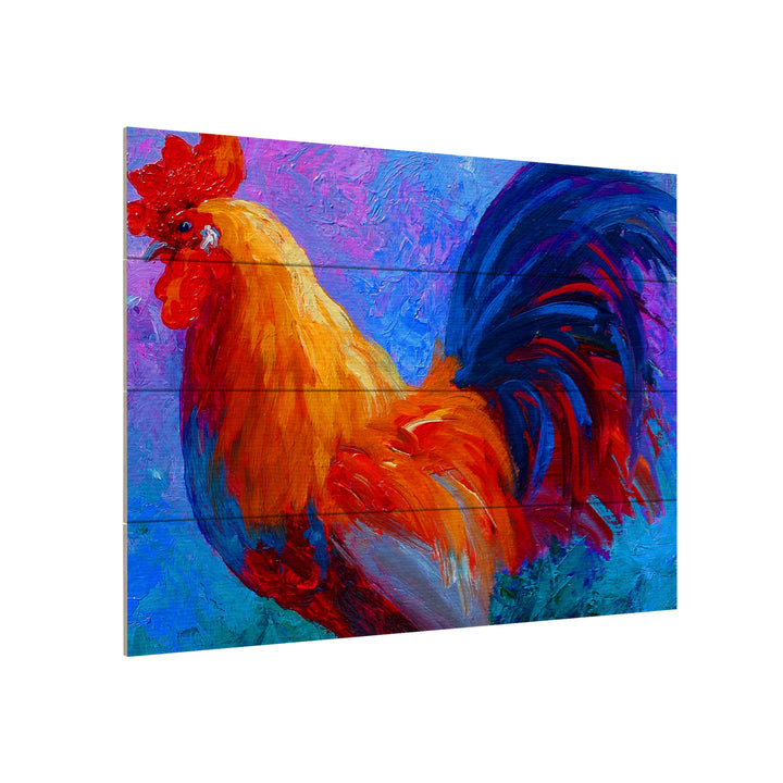 Wall Art 12 x 16 Inches Titled Rooster Bob 1 Ready to Hang Printed on Wooden Planks Image 3