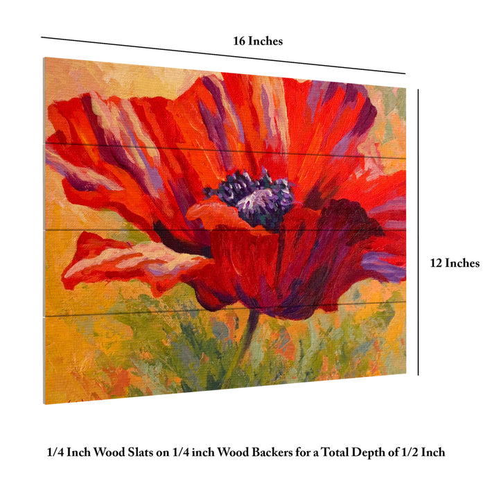 Wall Art 12 x 16 Inches Titled Red Poppy II Ready to Hang Printed on Wooden Planks Image 6