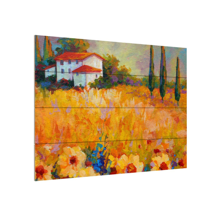 Wall Art 12 x 16 Inches Titled Tuscan Sunflowers Ready to Hang Printed on Wooden Planks Image 3
