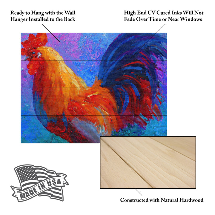 Wall Art 12 x 16 Inches Titled Rooster Bob 1 Ready to Hang Printed on Wooden Planks Image 5