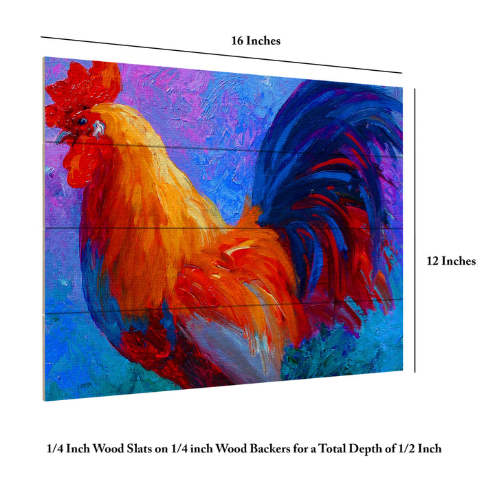 Wall Art 12 x 16 Inches Titled Rooster Bob 1 Ready to Hang Printed on Wooden Planks Image 6