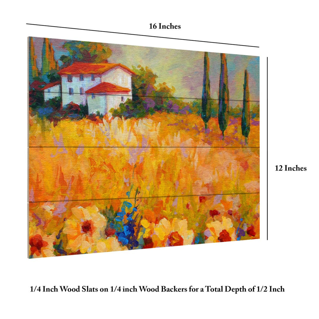 Wall Art 12 x 16 Inches Titled Tuscan Sunflowers Ready to Hang Printed on Wooden Planks Image 6
