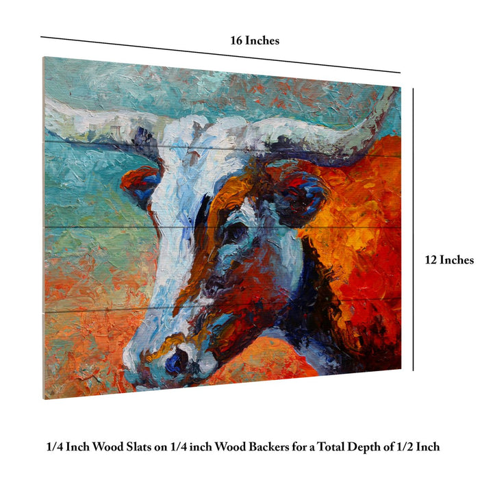 Wall Art 12 x 16 Inches Titled Young Longhorn Ready to Hang Printed on Wooden Planks Image 6