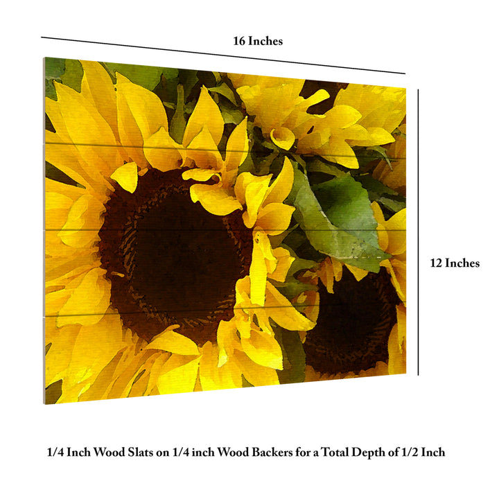 Wall Art 12 x 16 Inches Titled Sunflowers Ready to Hang Printed on Wooden Planks Image 6