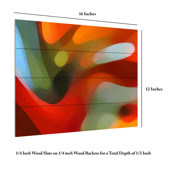 Wall Art 12 x 16 Inches Titled Red Tree Light Ready to Hang Printed on Wooden Planks Image 6