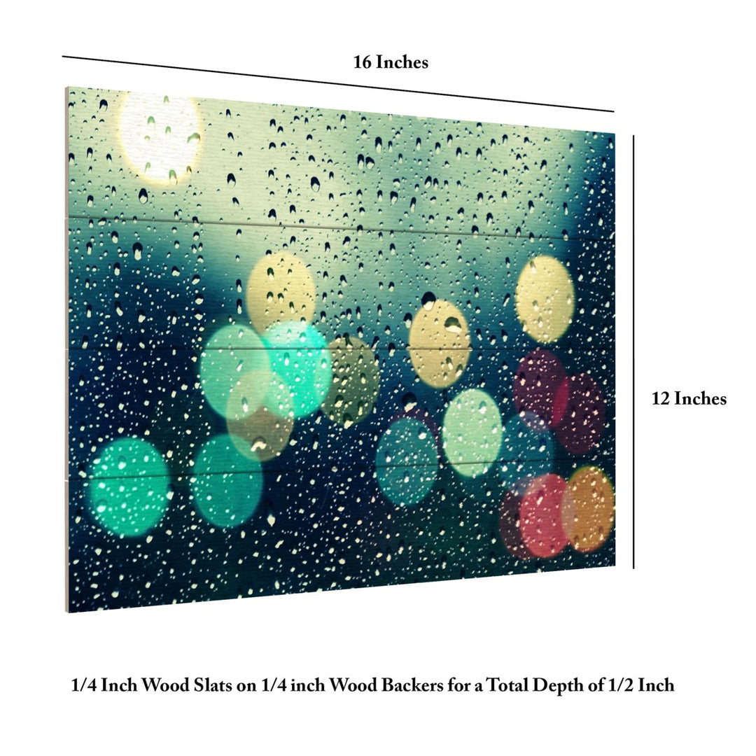Wall Art 12 x 16 Inches Titled Rainy City Ready to Hang Printed on Wooden Planks Image 6