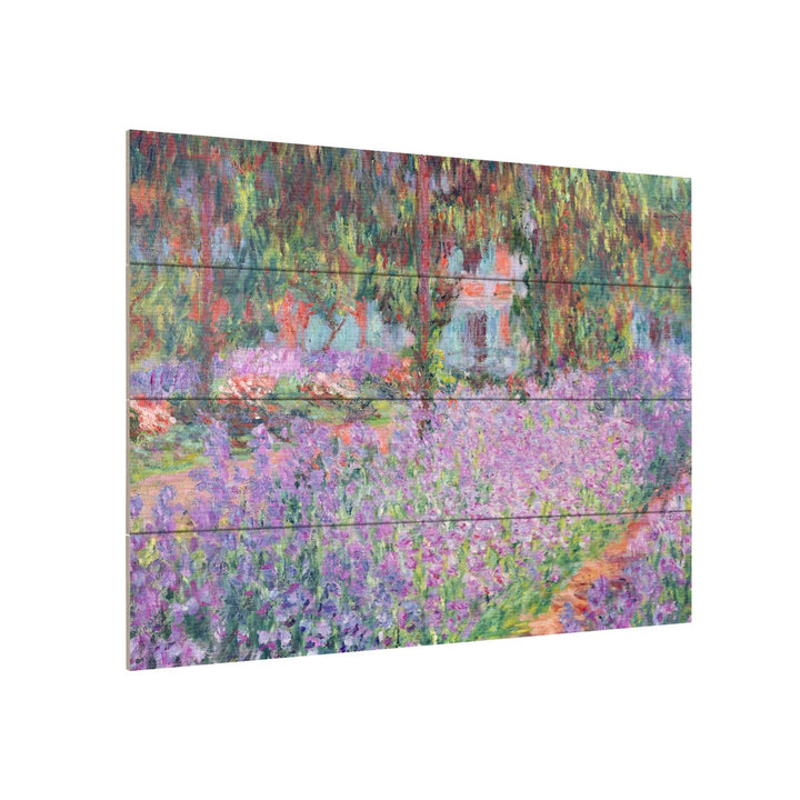 Wall Art 12 x 16 Inches Titled The Artists Garden at Giverny Ready to Hang Printed on Wooden Planks Image 3