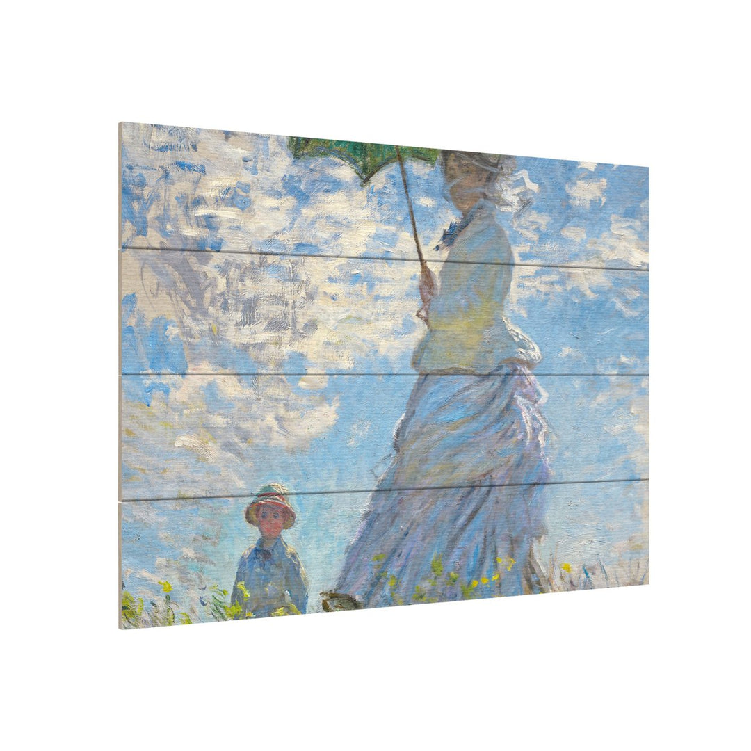 Wall Art 12 x 16 Inches Titled Woman With a Parasol 1875 Ready to Hang Printed on Wooden Planks Image 3