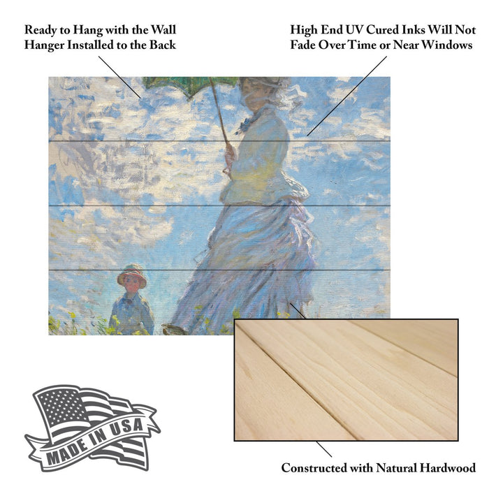 Wall Art 12 x 16 Inches Titled Woman With a Parasol 1875 Ready to Hang Printed on Wooden Planks Image 5