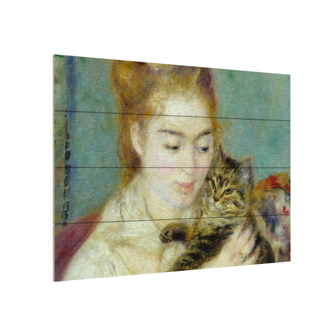 Wall Art 12 x 16 Inches Titled Woman With a Cat 1875 Ready to Hang Printed on Wooden Planks Image 3