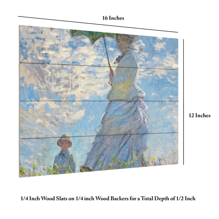 Wall Art 12 x 16 Inches Titled Woman With a Parasol 1875 Ready to Hang Printed on Wooden Planks Image 6