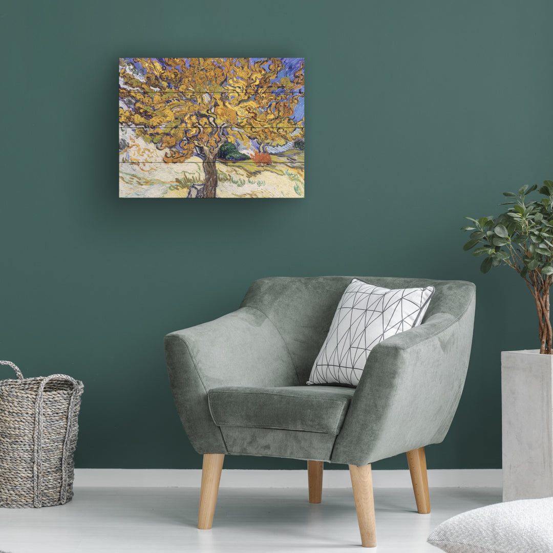 Wall Art 12 x 16 Inches Titled Mulberry Tree, 1889 Ready to Hang Printed on Wooden Planks Image 1