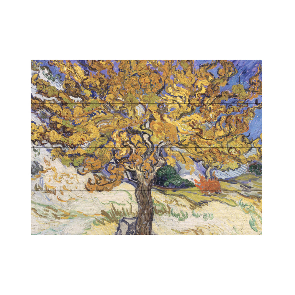 Wall Art 12 x 16 Inches Titled Mulberry Tree, 1889 Ready to Hang Printed on Wooden Planks Image 2