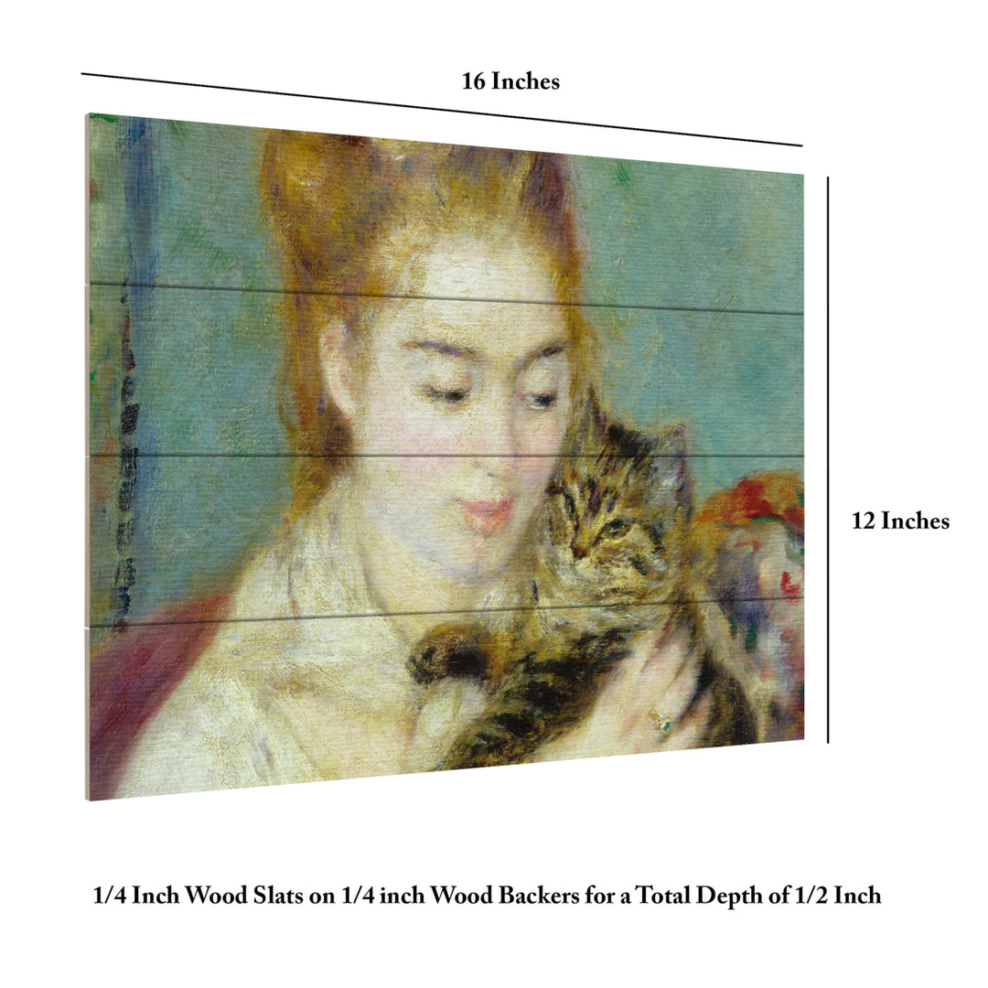 Wall Art 12 x 16 Inches Titled Woman With a Cat 1875 Ready to Hang Printed on Wooden Planks Image 6