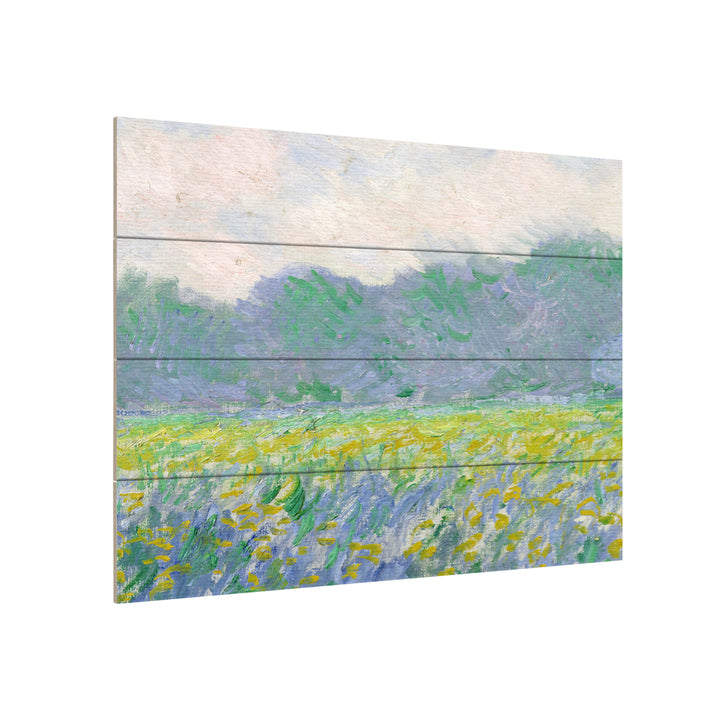 Wall Art 12 x 16 Inches Titled Field Of Yellow Irises Ready to Hang Printed on Wooden Planks Image 3