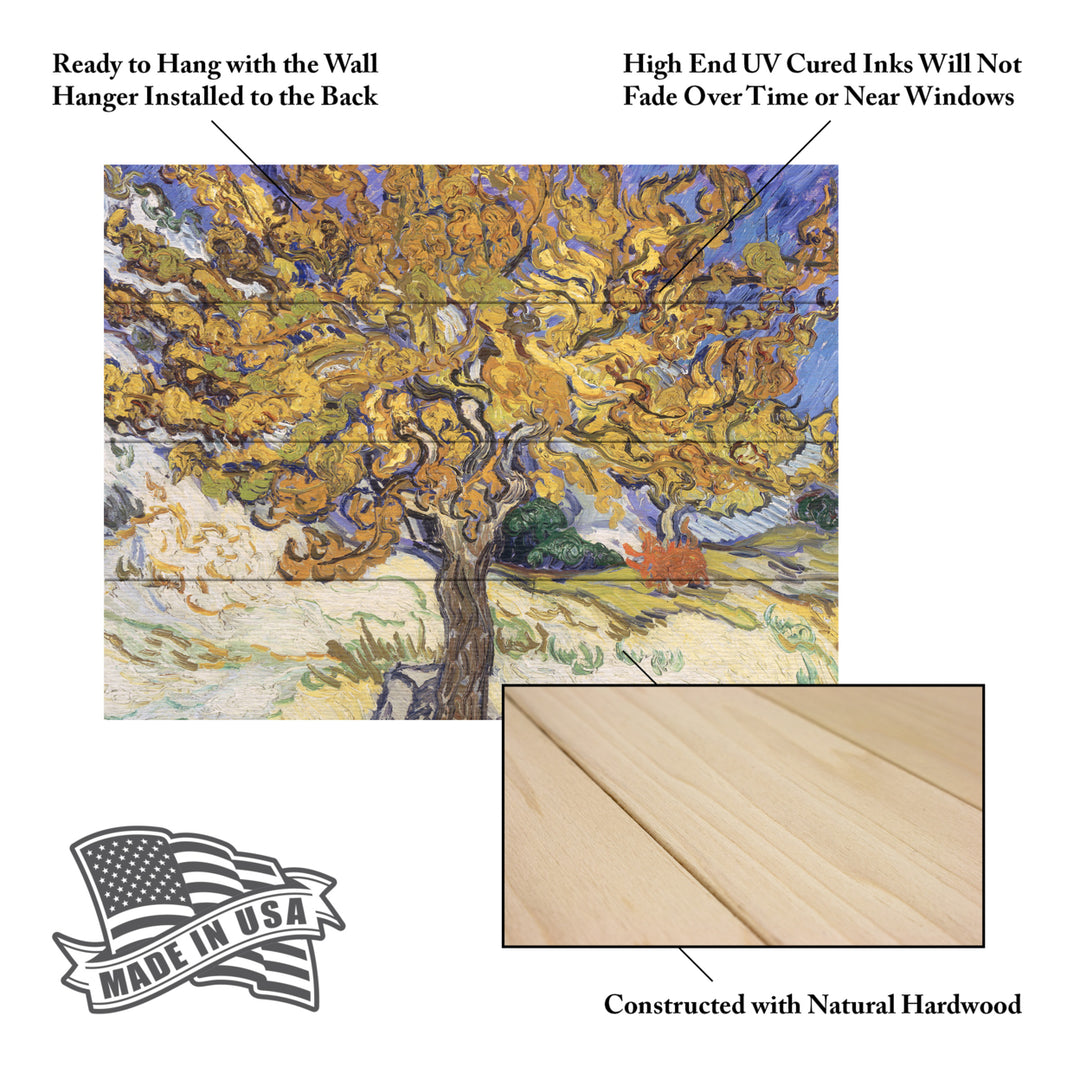 Wall Art 12 x 16 Inches Titled Mulberry Tree, 1889 Ready to Hang Printed on Wooden Planks Image 5