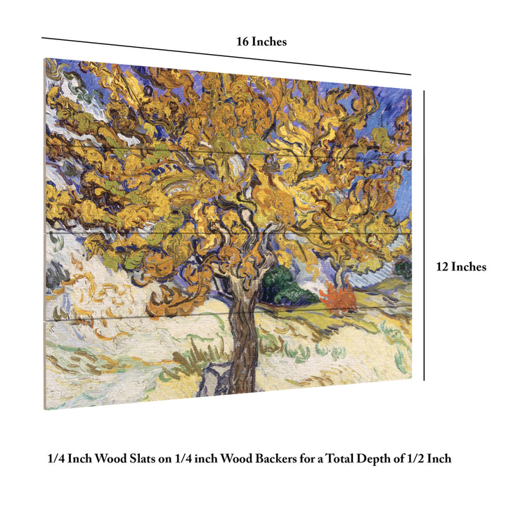 Wall Art 12 x 16 Inches Titled Mulberry Tree, 1889 Ready to Hang Printed on Wooden Planks Image 6